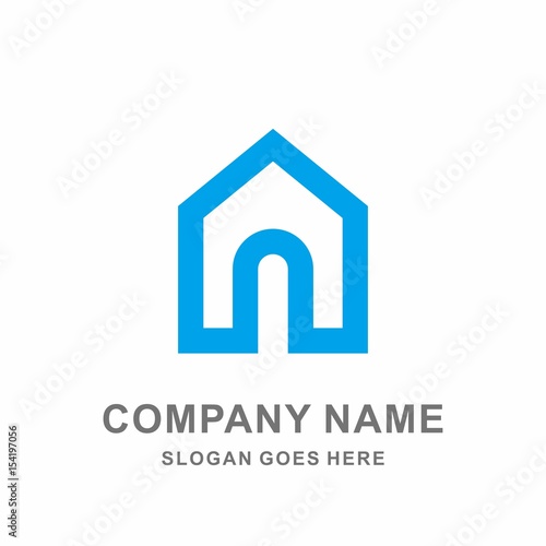 Simple Building House Shape Architecture Interior Construction Real Estate Business Company Stock Vector Logo Design Template 