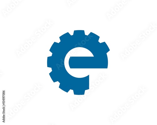 E simple gear logo