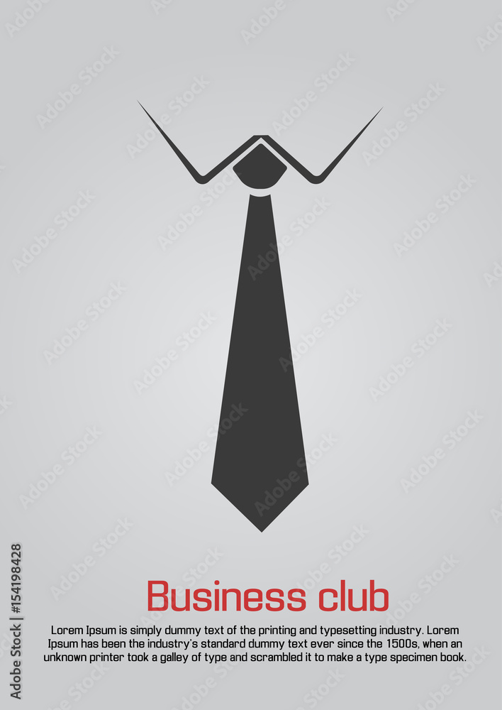 Flat illustration of necktie with white collar Flat illustration of necktie with white collar