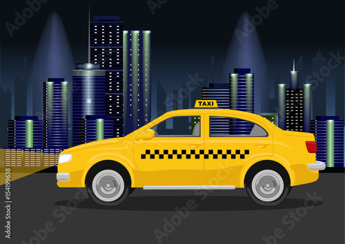 Taxi cab on backround of night city