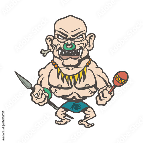 tribes of inland cartoons. Cartoon character Vector Illustration.