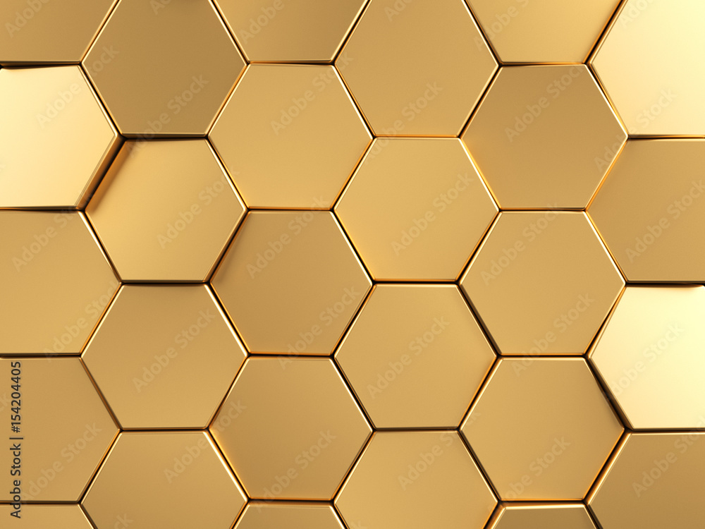 Hexagonal golden background. 3d rendering Hexagonal golden background. 3d rendering