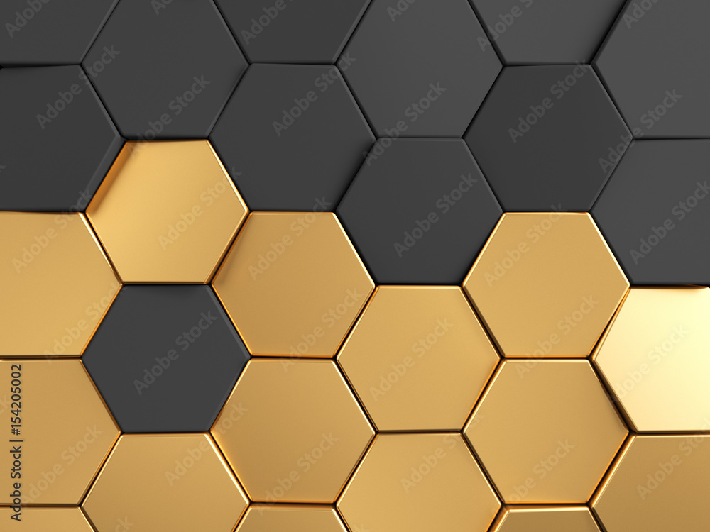 Hexagonal golden background. 3d rendering Hexagonal golden background. 3d rendering
