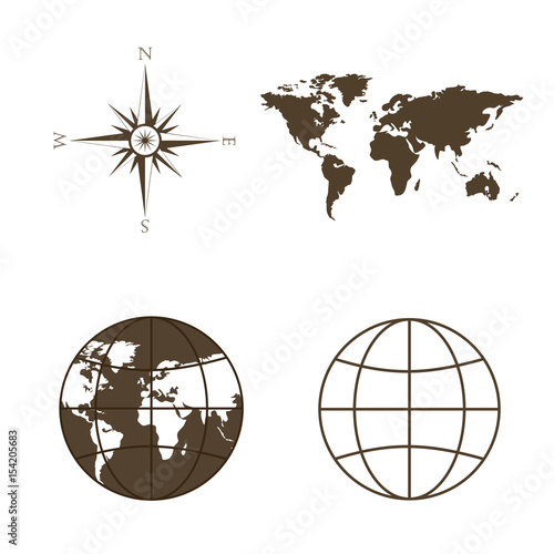 Symbols of global technology, international associations, travel, expeditions and ect.