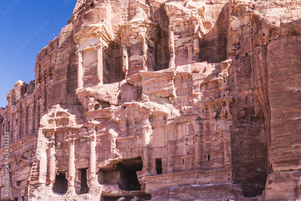 Cave of tombs in the ancient city of Petra, Jordan. It is know as the Loculi. Petra has led to its designation as a UNESCO World Heritage Site.