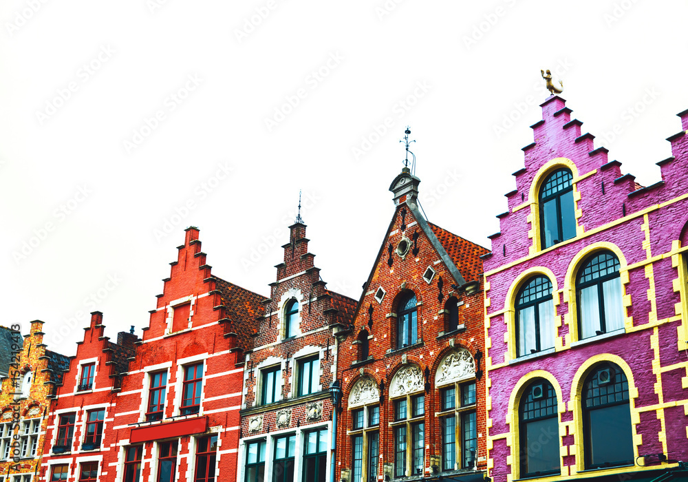 Colorful brick houses in Bruges, Belgium.