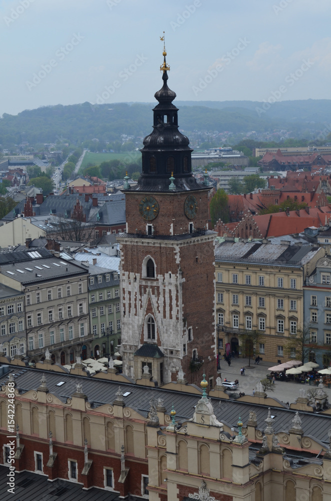 Wieża ratusza na Rynku Głównym w Krakowie/Tower of the city hall at Main Square in Cracow, Lesser Poland, Poland