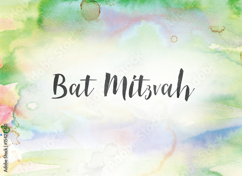 Canvas Print Bat Mitzvah Concept Watercolor and Ink Painting