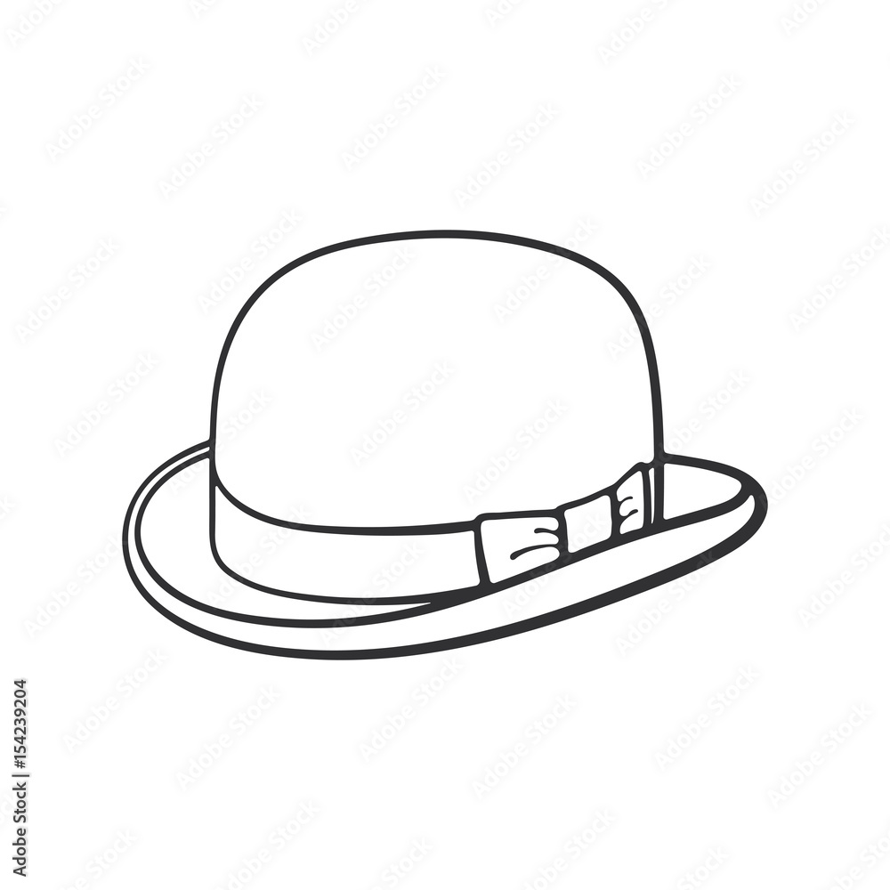 Doodle of retro bowler hat Doodle of retro bowler hat