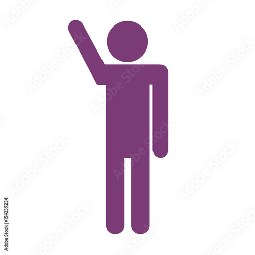 pictogram man with hand up icon over white background. colorful design. vector illustration