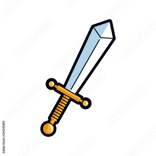 cartoon sword weapon war metal comic vector illustration