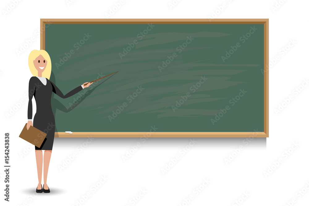 Female teacher and blackboard Female teacher and blackboard