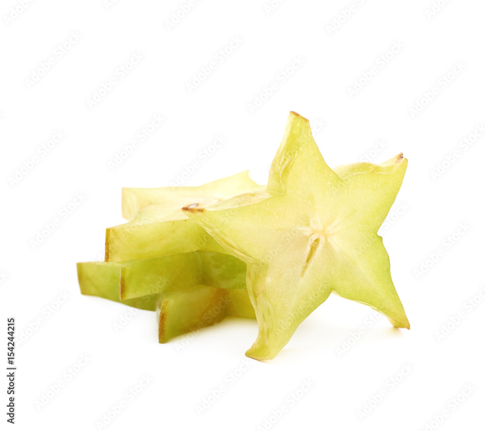 Fototapeta premium Pile of sliced carambola fruits isolated