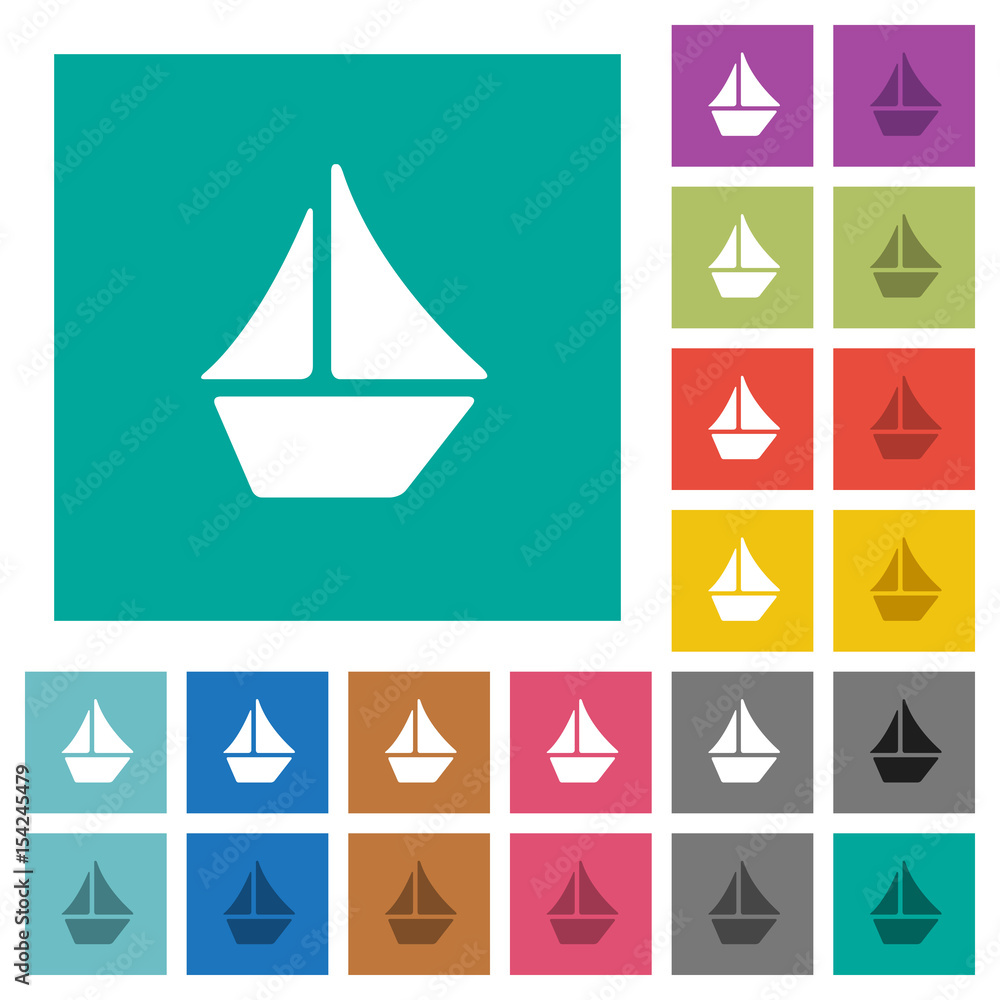 Sailboat square flat multi colored icons Sailboat square flat multi colored icons