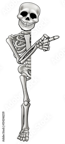 Skeleton Cartoon Character Pointing