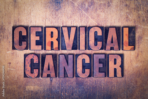 Cervical Cancer Theme Letterpress Word on Wood Background