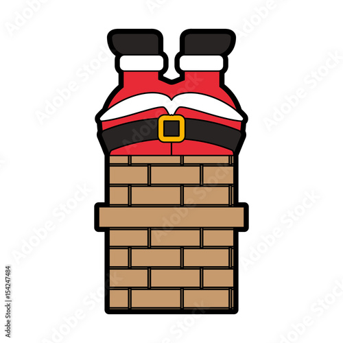 santa claus stuck in the chimney vector illustration graphic design