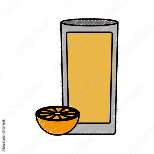 orange juice glass icon over white background. vector illustration