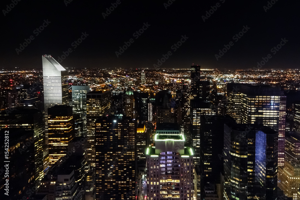 New York Manhattan skyline at night view skyscraper lights New York Manhattan skyline at night view skyscraper lights