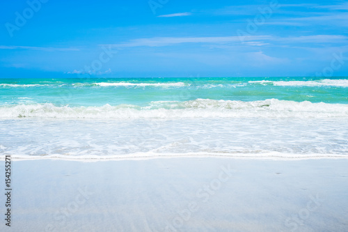 Clean white sand beach with clear sea and clear sky for relax, leave conceptual