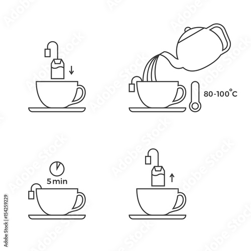 tea preparation for use in packaging, outline icon