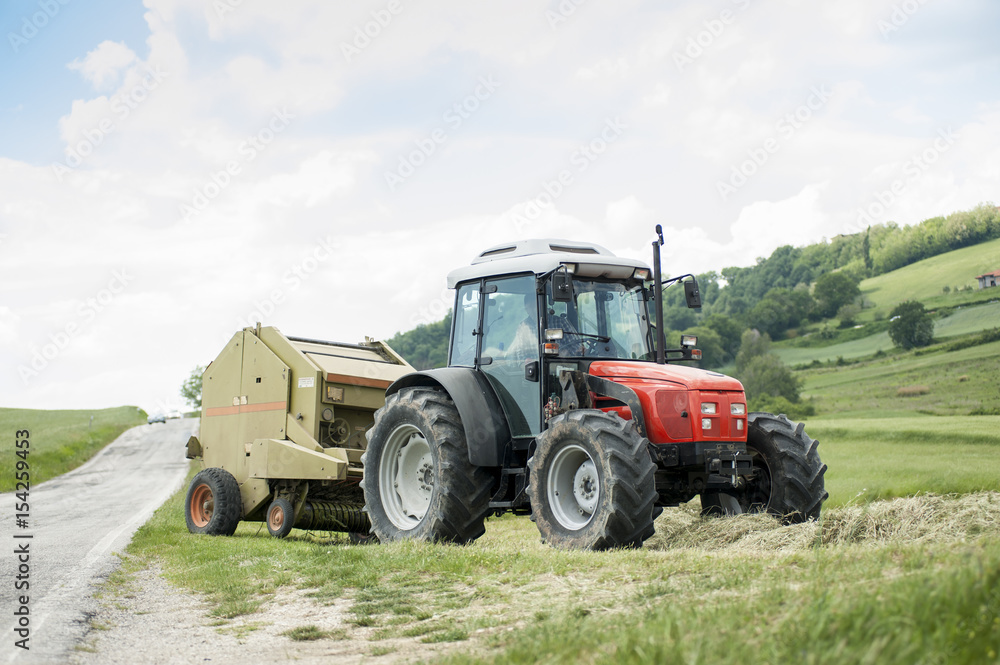 Orange farm tractor