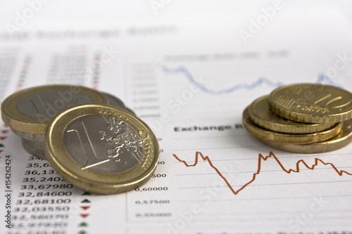 Euro currency - Finance reports with coins