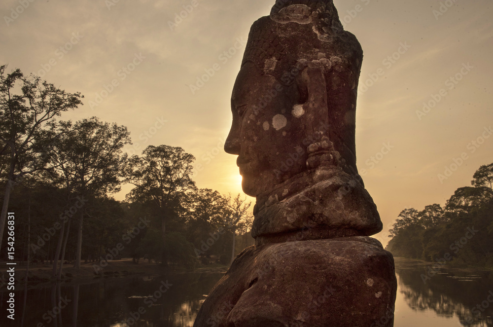 Silhouette at sunset in Angkor Silhouette at sunset in Angkor
