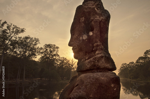 Silhouette at sunset in Angkor