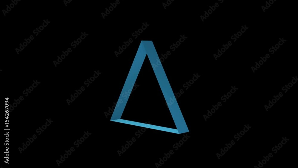 3D triangle shape rotating. Motion graphics with dark background.
