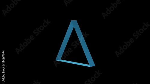 3D triangle shape rotating. Motion graphics with dark background.
