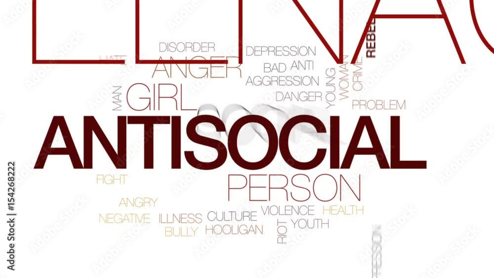 Antisocial line animated word cloud, text design animation. Kinetic typography. Antisocial line animated word cloud, text design animation. Kinetic typography.