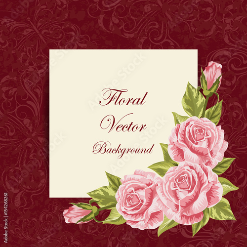 Fototapeta Naklejka Na Ścianę i Meble -  Vintage card with flowers