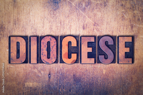 Fotografie Diocese Theme Letterpress Word on Wood Background