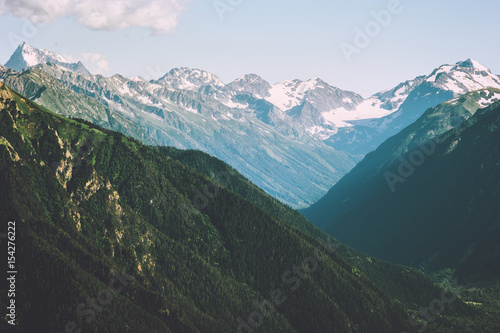 Mountains and forest Landscape Summer Travel wild nature scenic aerial view.