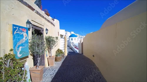 Walk through Oia on the Island of Santorini, Cyclades, Greece