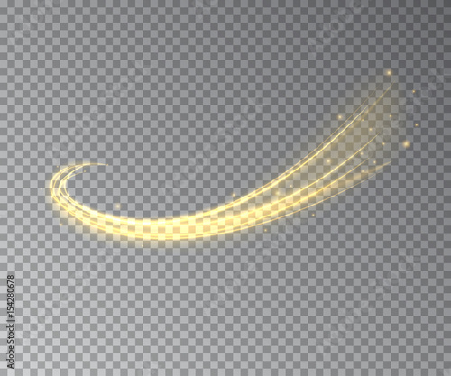 Fire curves on transparent background. Vector light effect.