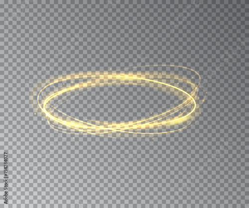 Fire circles on transparent background. Vector light effect.