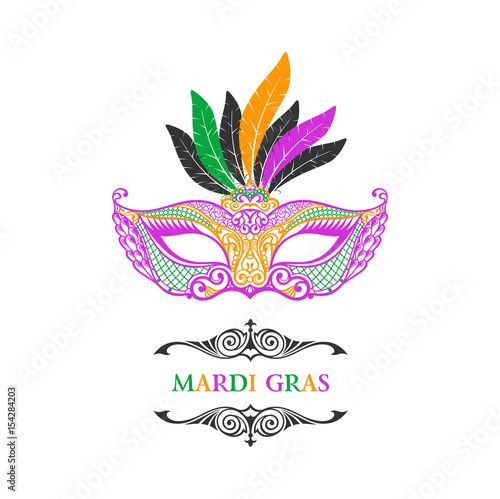 Beautiful mask of lace. Mardi Gras vector background