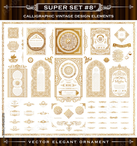 Calligraphic vintage elements. Vector baroque set