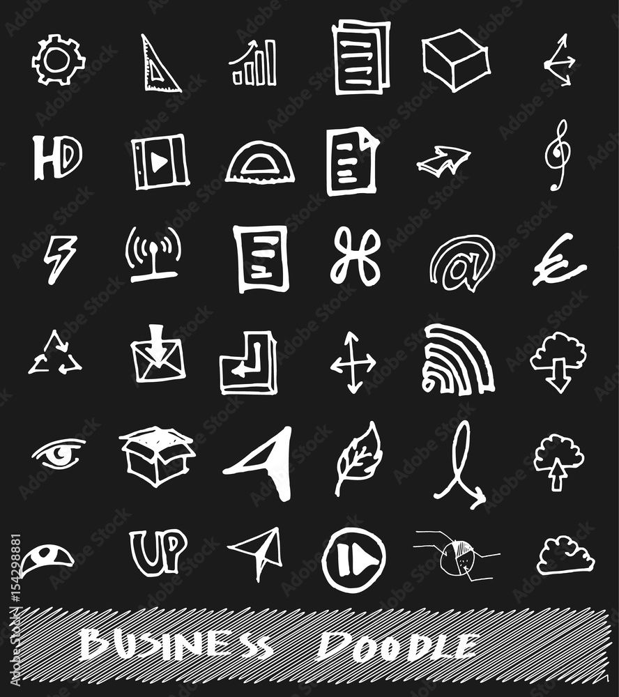 Business set sketch vector ink doodle on chalkboard eps10 Business set sketch vector ink doodle on chalkboard eps10