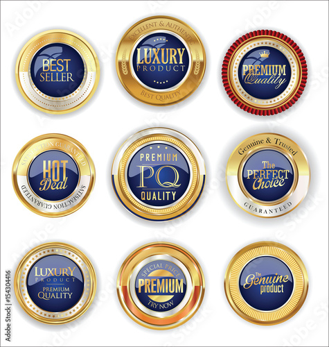 Golden luxury badges retro design collection