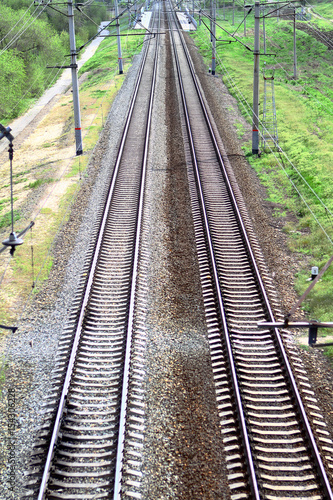 Railway tracks in a rural scene