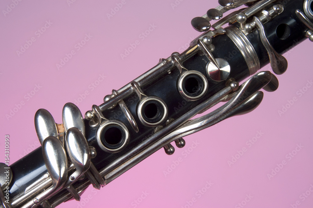 Naklejka premium Clarinet on Pink Background