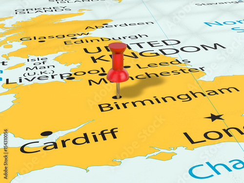 Pushpin on Birmingham map