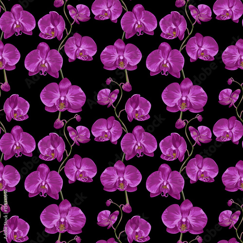 z-fioletowym-wzorem-storczykow-na-czarnym-tle
