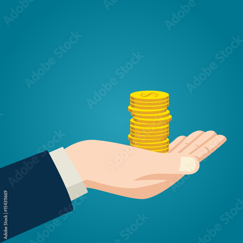 Hand holding gold coins