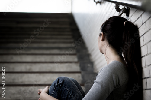 depressed woman in underground