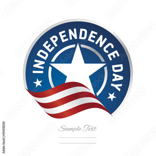 Independence Day USA flag ribbon color label logo icon