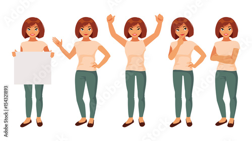 Set of girls in different poses